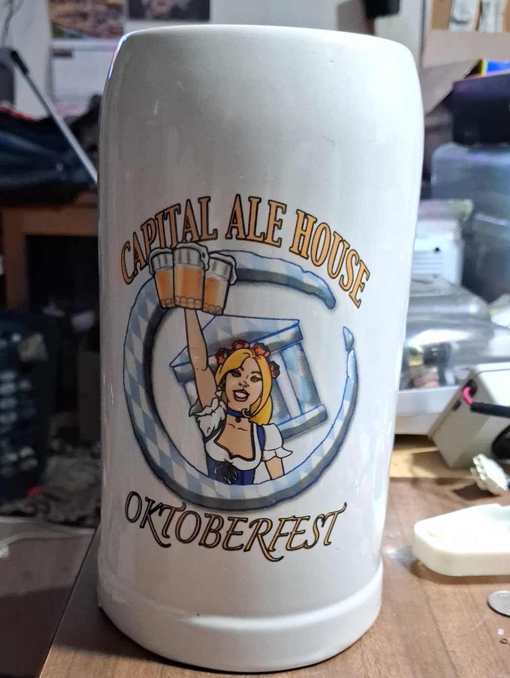 Capital Ale House Oktoberfest Ceramic Beer Stein - White